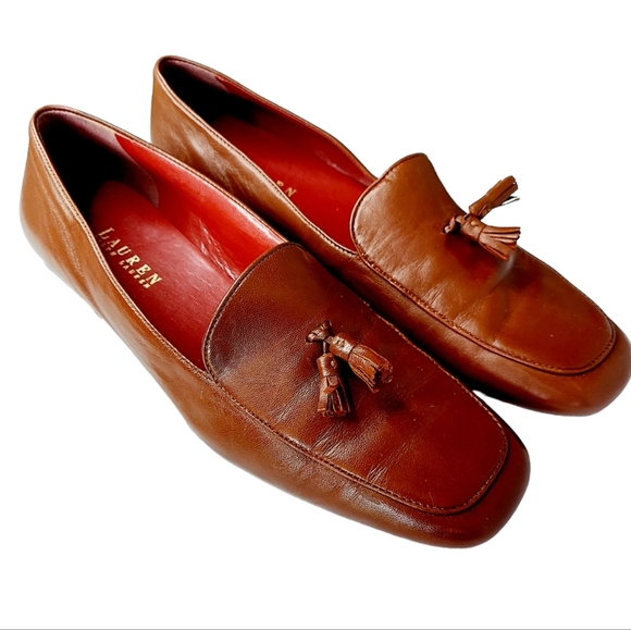 Lauren Ralph Lauren Shoes - Vtg RALPH LAUREN Elizabeth Tassel Loafer Flat Slip On Shoe Women 9 Brown Leather